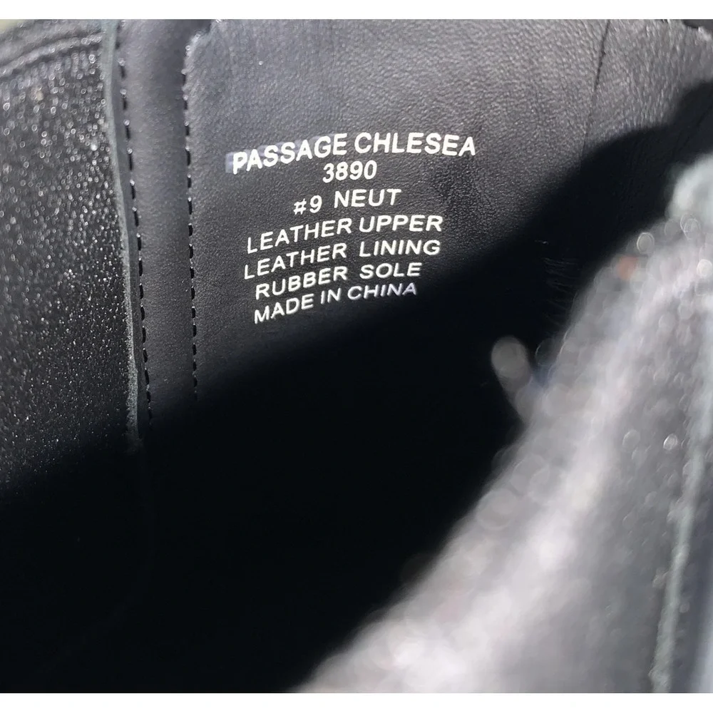 ABEO Passage Chelsea Boots Womens Size 9 Black Leather Ankle Wedge Pull On
